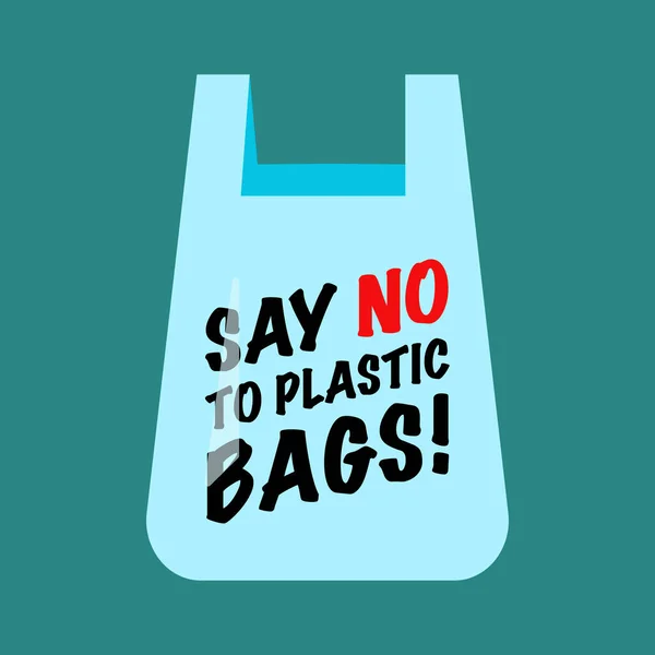 Say Plastic Bags Text Bag Zero Waste Concept Vector Illustration — Stock Vector