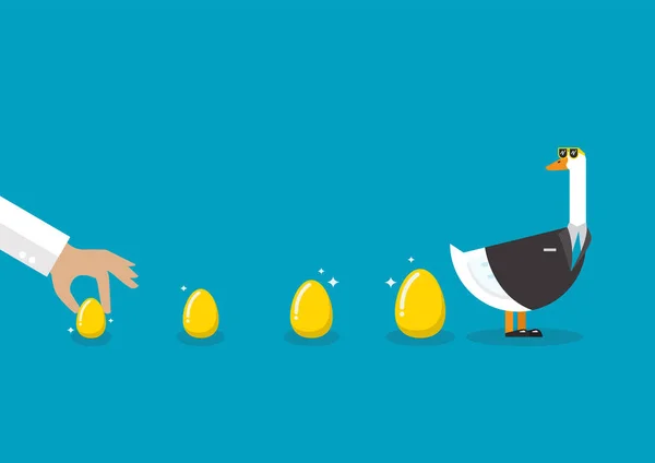 Ganso Usando Terno Negócios Com Ovos Dourados Conceito Negócio Ilustração —  Vetores de Stock