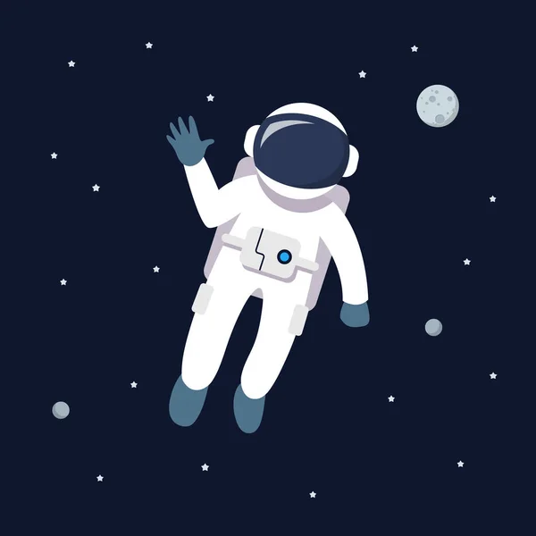 Astronauta Flotando Espacio Estrellas Planetas Fondo Galaxia Ilustración Vector Estilo Gráficos vectoriales