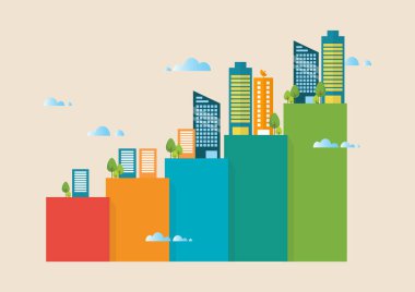 Urban growth bar chart. Vector illustration