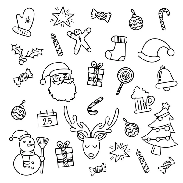 Christmas Doodles Hand Drawn Vector Illustration — Image vectorielle