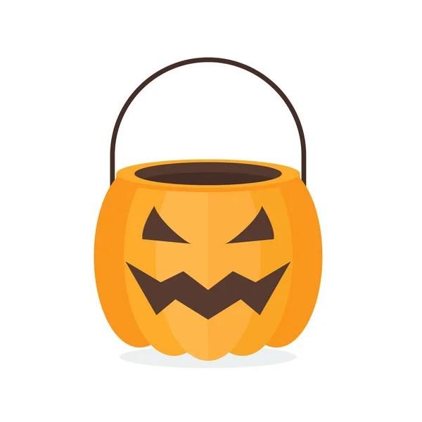 Halloween Pumpkin Basket Jack Lantern Bowl Flat Style Vector Illustration — Stock Vector