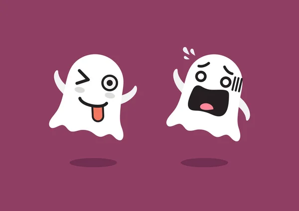 Personagem Dos Fantasmas Engraçados Emoji Desenhos Animados Emoticons —  Vetores de Stock