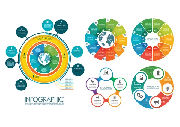 Κύκλος Συλλογή Infographic Προτύπων Εικονογράφηση Διανύσματος — Διανυσματικό Αρχείο