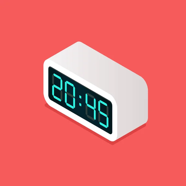 デジタル目覚まし時計の等角表示 ベクターイラスト — ストックベクタ