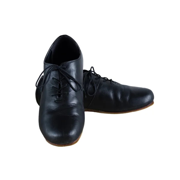 Sapatos de couro masculino preto isolado no fundo branco — Fotografia de Stock