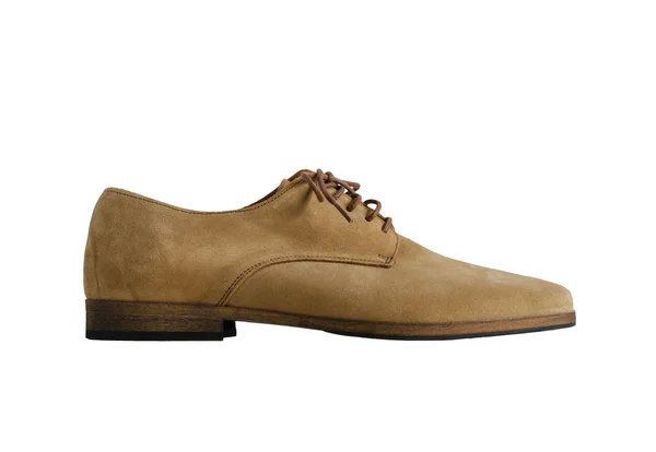 Brown Homme Suede Chaussures en cuir isolé sur blanc — Photo