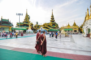 Rangoon, Myanmar - October 11, 2013: Unidentified young monks at