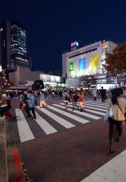 Tóquio, Japão - 28 de novembro de 2013: Pedestres no famoso cruzamento do distrito de Shibuya — Fotografia de Stock