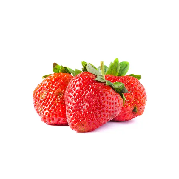 Strawberries with leaves on a white background — Stock Photo, Image