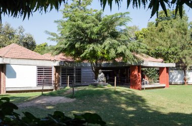 Ahmedabad, Hindistan - 28 Aralık 2014: Mahatma Gandhis anıt Sabarmati Ashram.