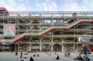 Paris, France - May 14, 2015: People visit Centre of Georges Pompidou in Paris clipart