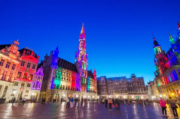 Σκηνή νύχτα της Grand Place στις Βρυξέλλες, Βέλγιο. — Φωτογραφία Αρχείου