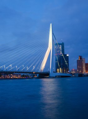 erasmus Bridge Rotterdam alacakaranlık