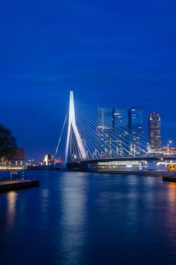 Erasmus bridge rotterdam, twilight saat