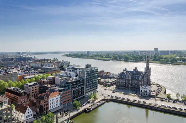Aerial view over the city of Antwerp in Belgium — Stok fotoğraf