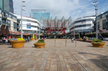 Almere, Netherlands - May 5, 2015: People visit Almere Central Station