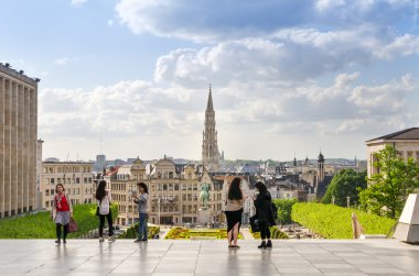 Brussels, Belgium - May 12, 2015: Tourist visit Kunstberg or Mont des Arts Garden