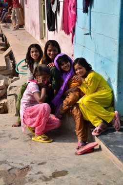 Jodhpur, India - January 2, 2015: Portrait of Indian children in a village in Jodhpur, india.