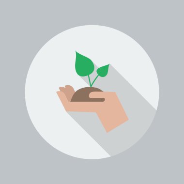 Eco düz simgesi. Bitki tutan el
