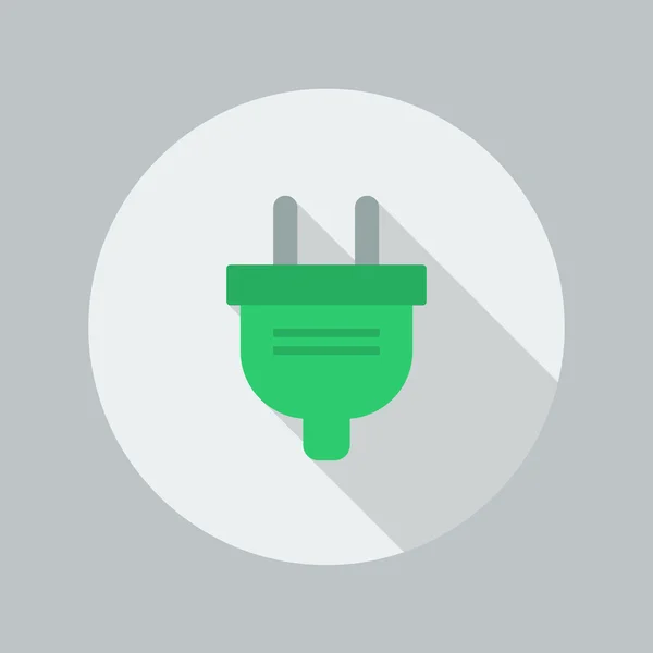 Eco Flat Icon. Enchufe eléctrico — Vector de stock