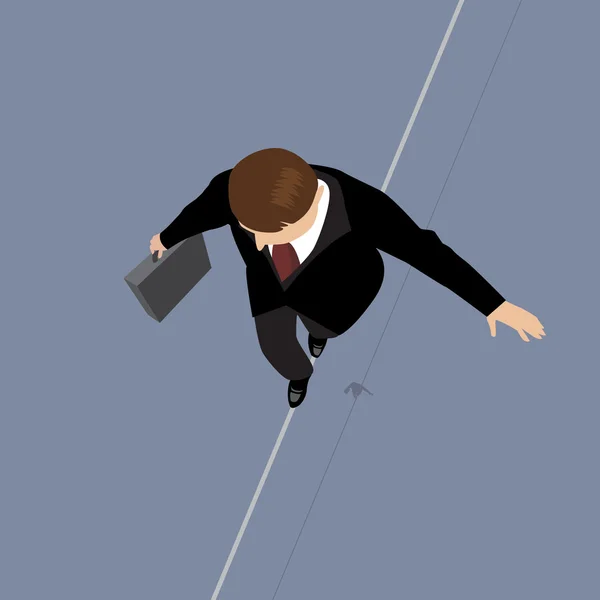 Business Man on a Wire. — Stock Vector