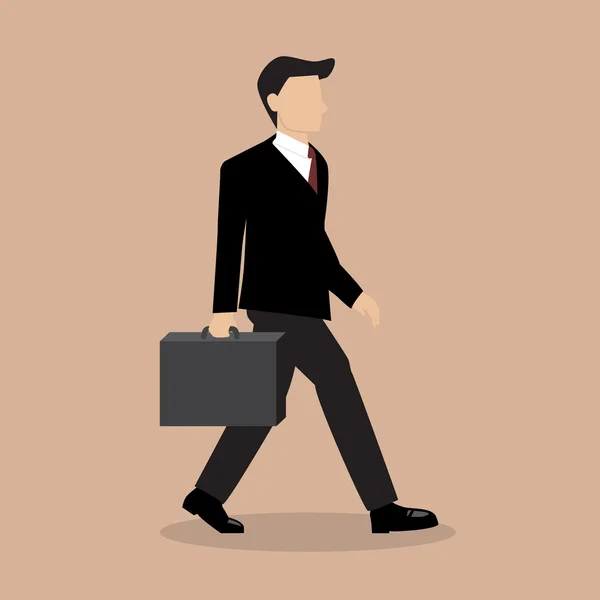 Homme d'affaires marche avec mallette — Image vectorielle
