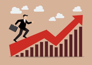 Grafik büyüyen üzerinde çalışan iş adamı