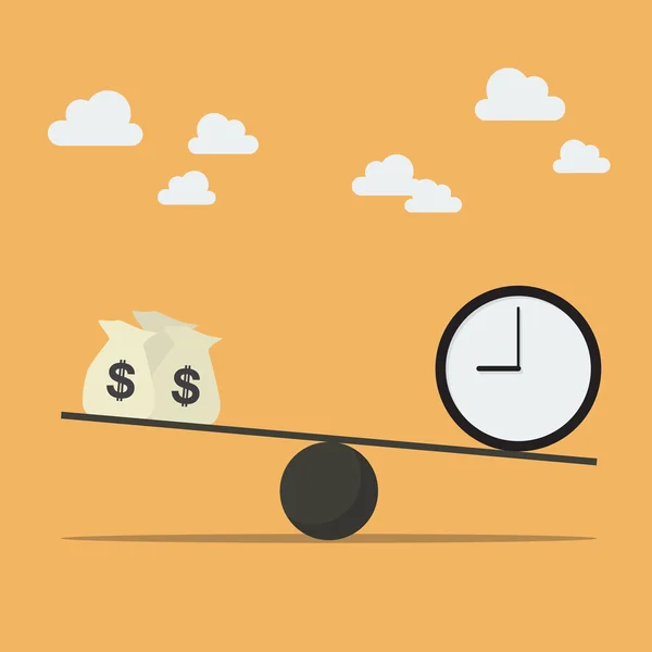 Balancing with money and time — Stockvector