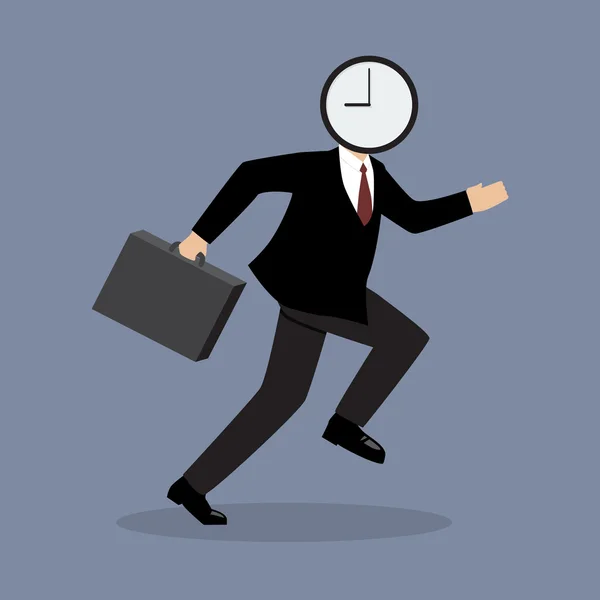 Business Clock Head Man Runnung — Stockvector