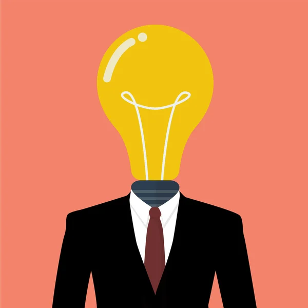 Businessman with a light bulb instead of head — Stock Vector