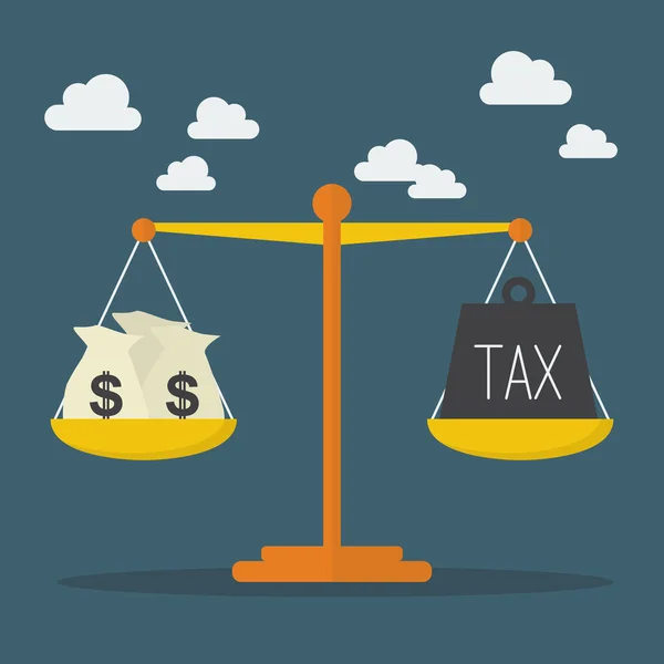 Money and Tax balance on the scale — 스톡 벡터