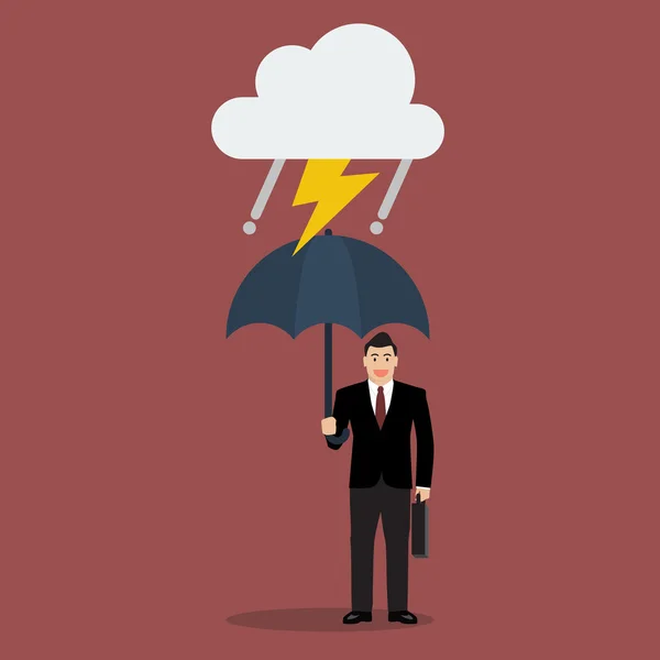 Homme d'affaires avec parapluie dans la tempête — Image vectorielle