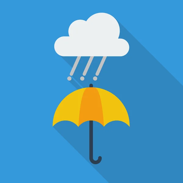 Weather Flat Icon. Rainy and umbrella — Stock vektor