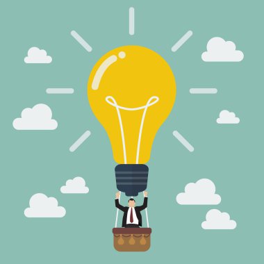 İşadamı ampul balonunda kutluyor