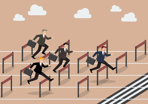 Businessman race hurdle competition — Stock Vector