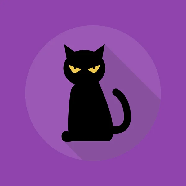 Icône plate d'Halloween. Chat noir — Image vectorielle