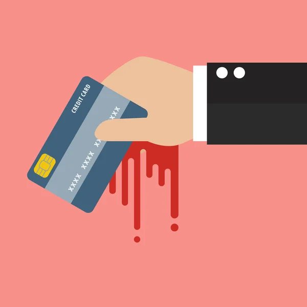 Üzletember véres kezében hitelkártya — Stock Vector
