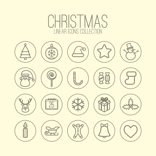 Icônes linéaires de Noël — Image vectorielle