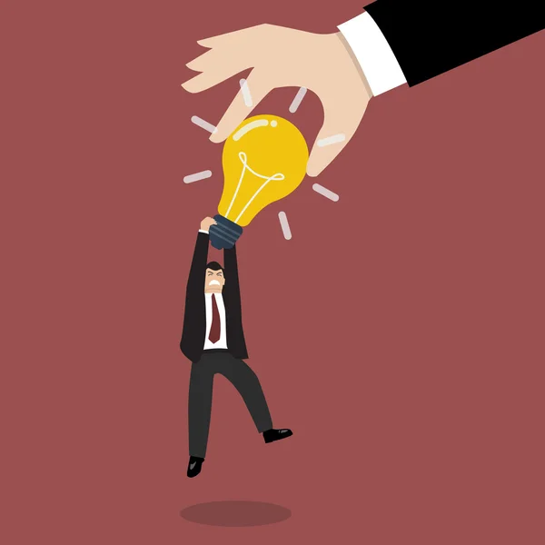 Hand stealing idea light bulb from businessman — Stok Vektör