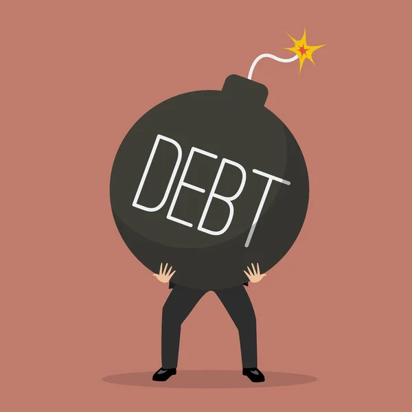 Üzletember csapágy adósság bomba — Stock Vector