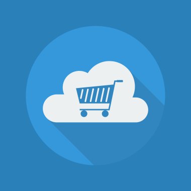 Cloud Computing düz simgesi. Sepeti