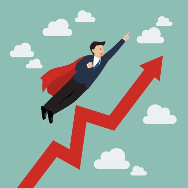 Grafik büyüyen ile işadamı süper kahraman