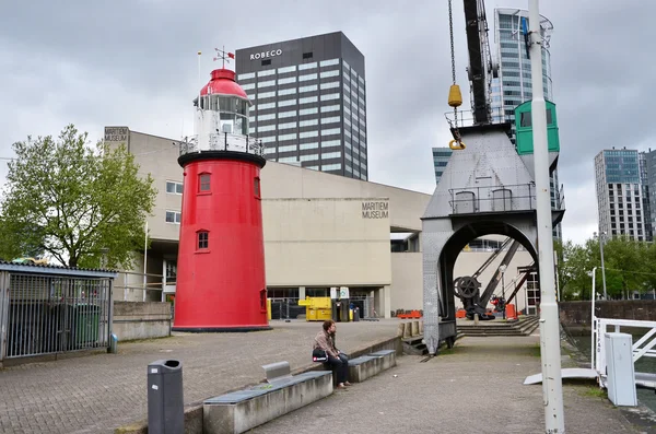 Rotterdam, Netherlands - May 9, 2015: People around maritime museum in Rotterdam — Stock Photo, Image