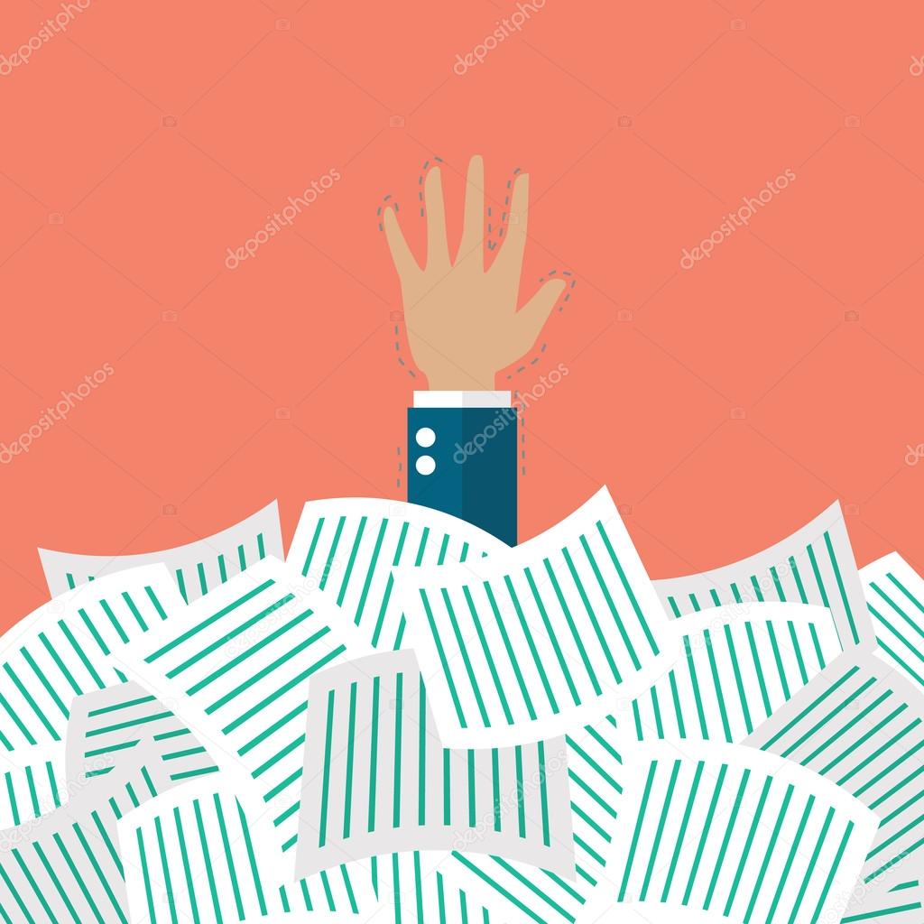 Businessman under a lot of documents