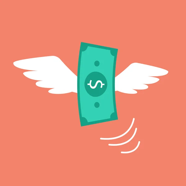 Dinheiro voando como um pássaro — Vetor de Stock