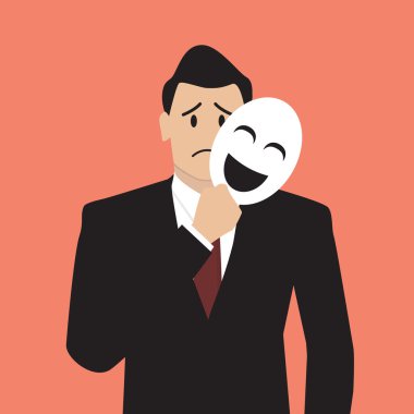 Sahte işadamı bir gülümseme maske holding