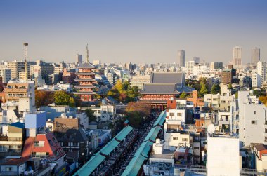 Asakusa, Tokyo Senso-ji Tapınağı havadan görünümü
