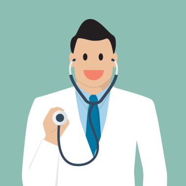 Doktor steteskop tutuyor.