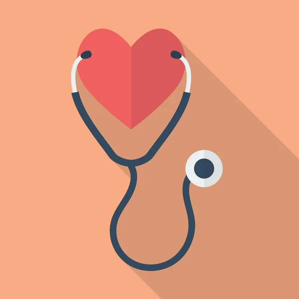 Coeur avec stéthoscope — Image vectorielle